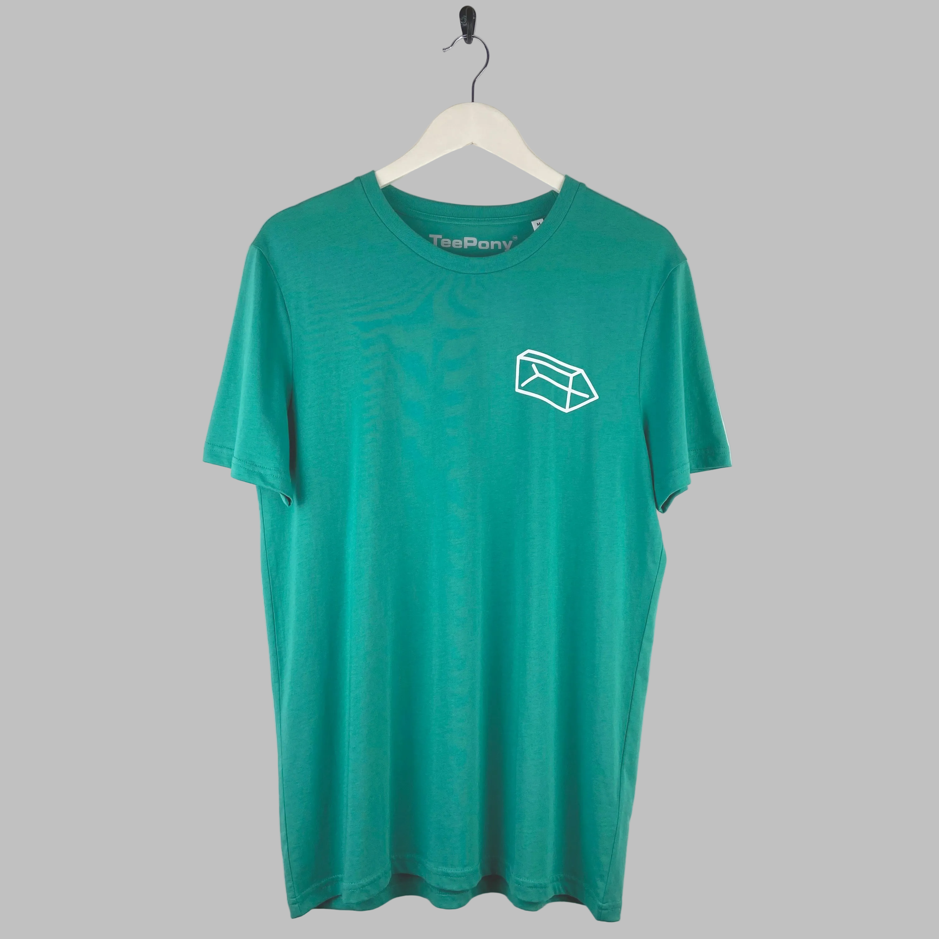 White goal design on a green t-shirt. Hand printed and limited edition.